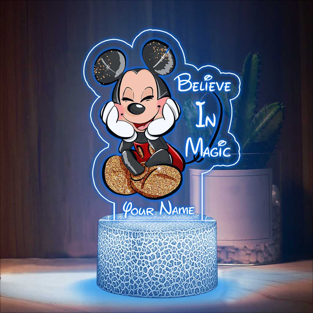 Personalized Believe In Magic Mouse Ears Custom LED Light Plaque Shaped Plaque Light Base GradoCreations