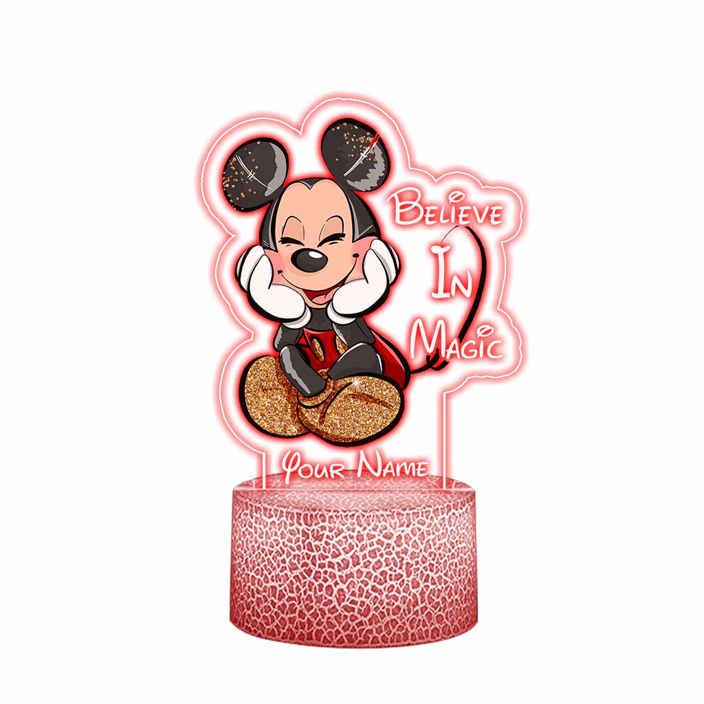 Personalized Believe In Magic Mouse Ears Custom LED Light Plaque Shaped Plaque Light Base GradoCreations