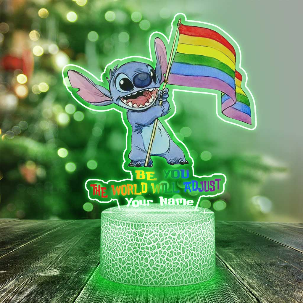 Personalized Rainbow Ohana Shaped Light Base Custom Plaque Gift for LGBT Support Shaped Plaque Light Base GradoCreations