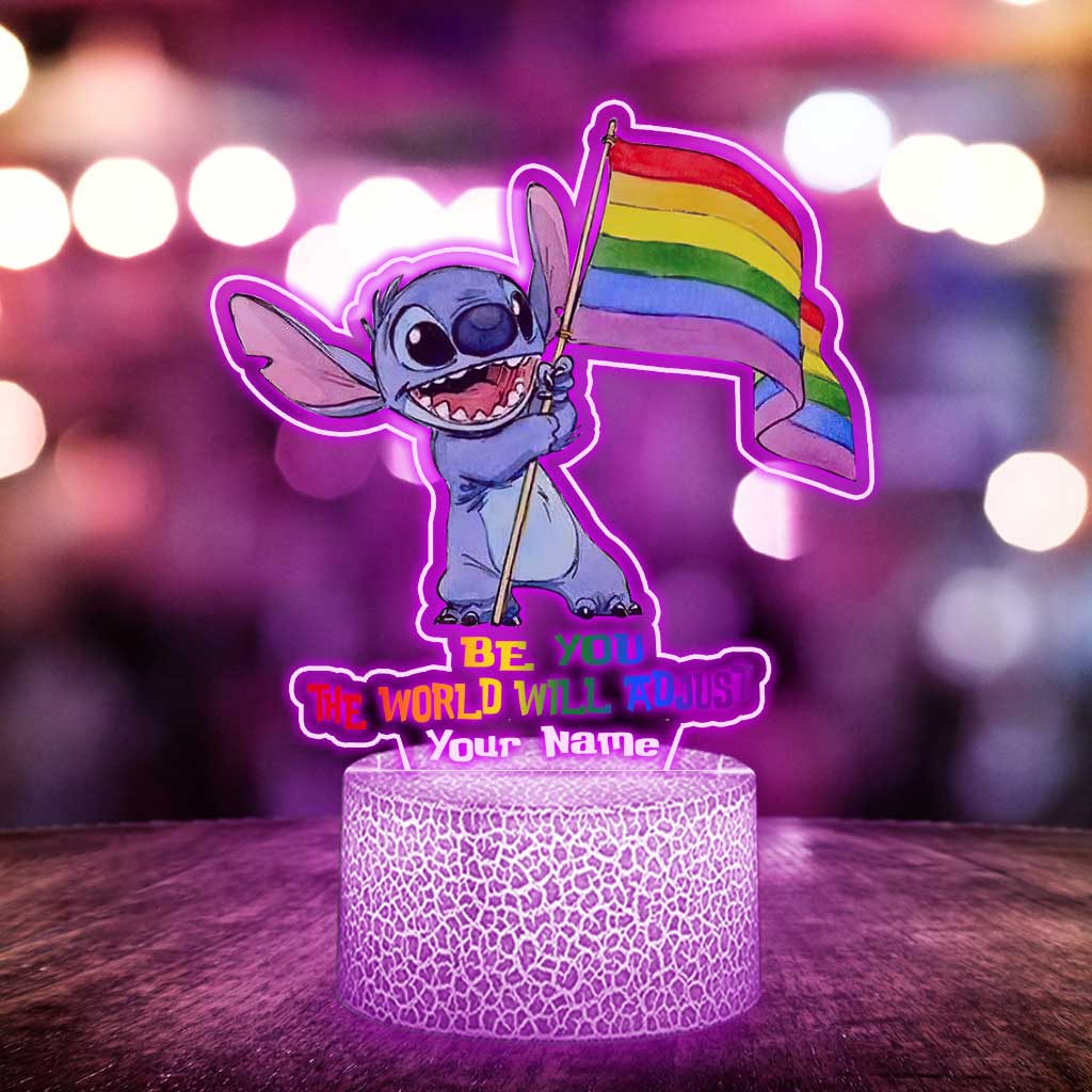 Personalized Rainbow Ohana Shaped Light Base Custom Plaque Gift for LGBT Support Shaped Plaque Light Base GradoCreations