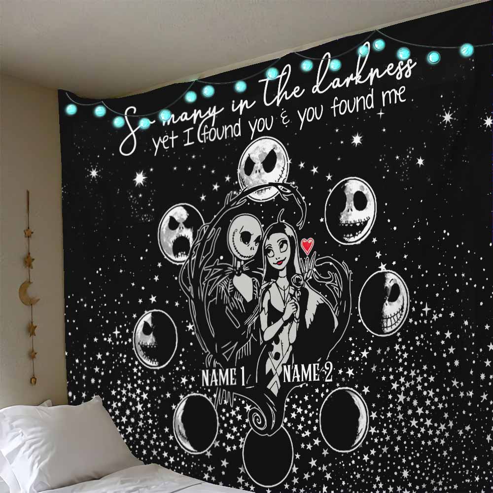 Personalized Horror Inspired Couple Wall Tapestry Custom Names Gift Wall Tapestry GradoCreations