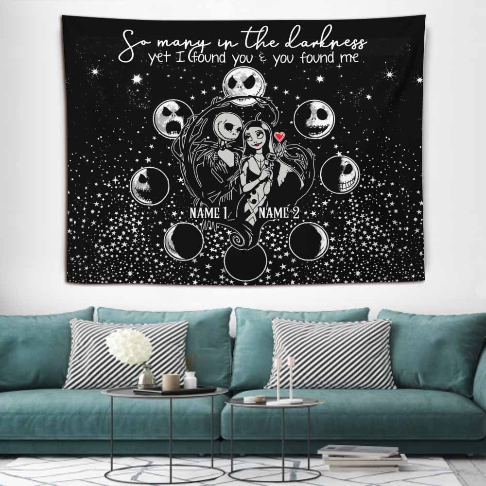Personalized Horror Inspired Couple Wall Tapestry Custom Names Gift Wall Tapestry GradoCreations
