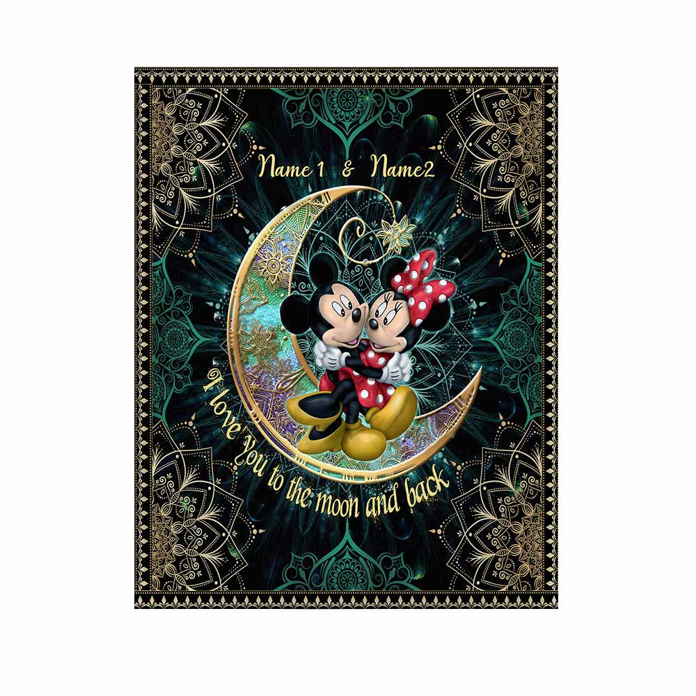 Personalized I Love You To The Moon And Back Wall Tapestry for Couples Wall Tapestry GradoCreations