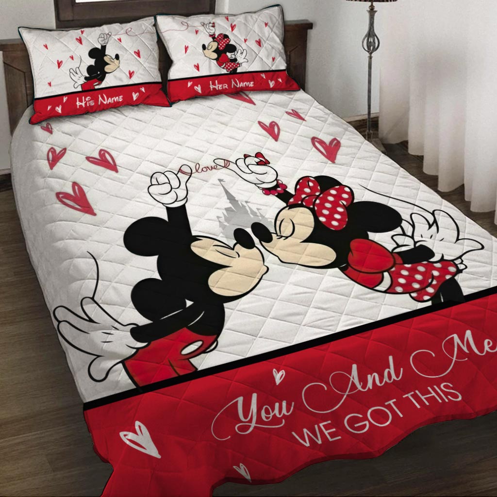Personalized Mouse Quilt Set for Couples | Unique Valentine Gift Quilt Set GradoCreations