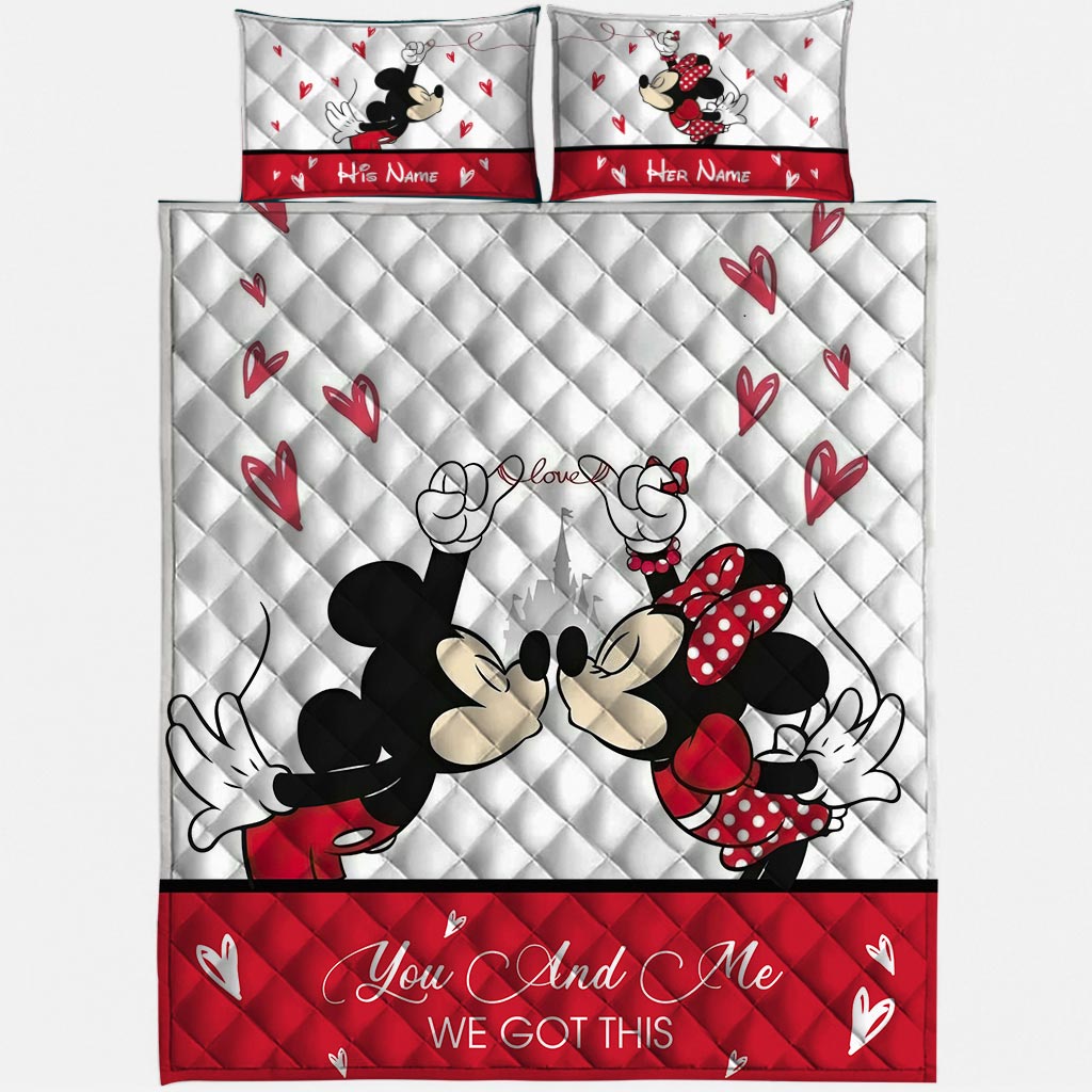 Personalized Mouse Quilt Set for Couples | Unique Valentine Gift Quilt Set GradoCreations