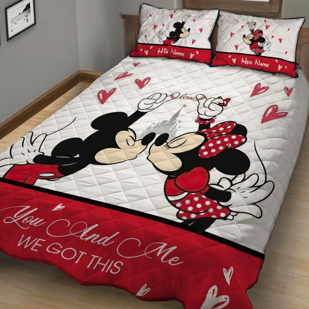 Personalized Mouse Quilt Set for Couples | Unique Valentine Gift Quilt Set GradoCreations