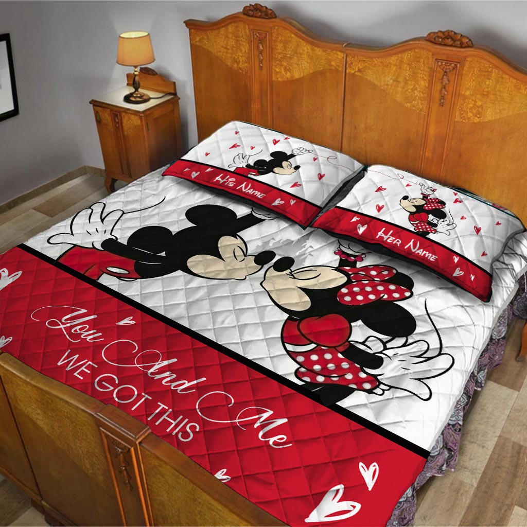 Personalized Mouse Quilt Set for Couples | Unique Valentine Gift Quilt Set GradoCreations