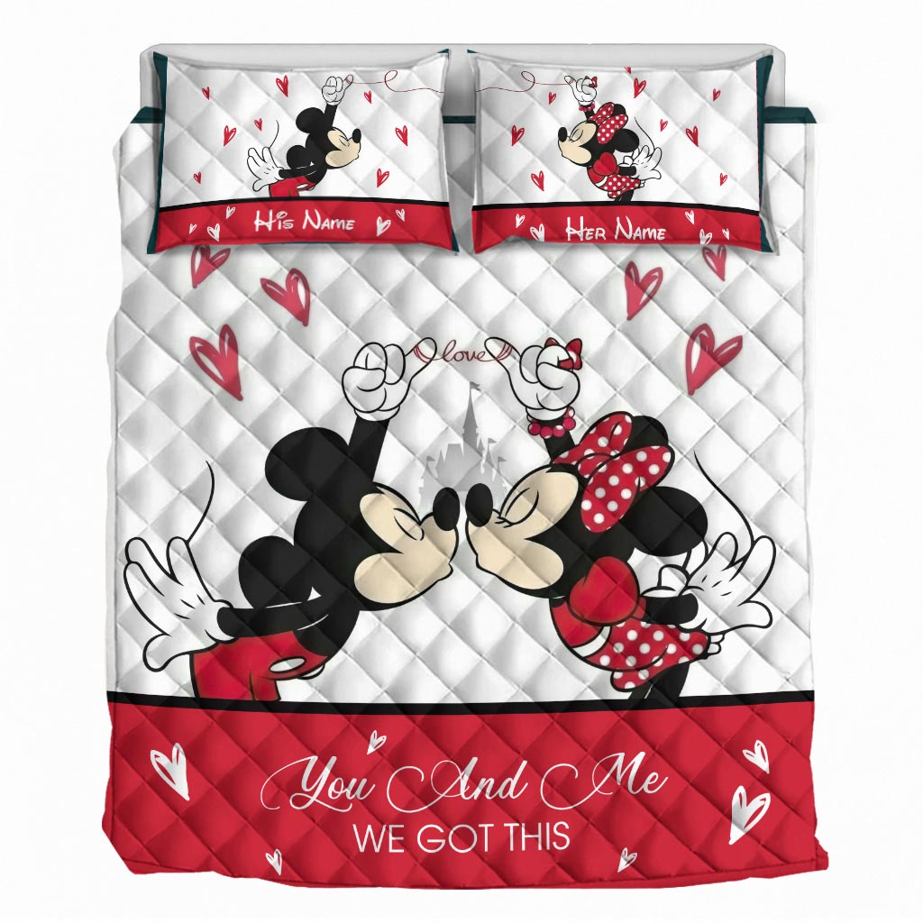 Personalized Mouse Quilt Set for Couples | Unique Valentine Gift Quilt Set GradoCreations