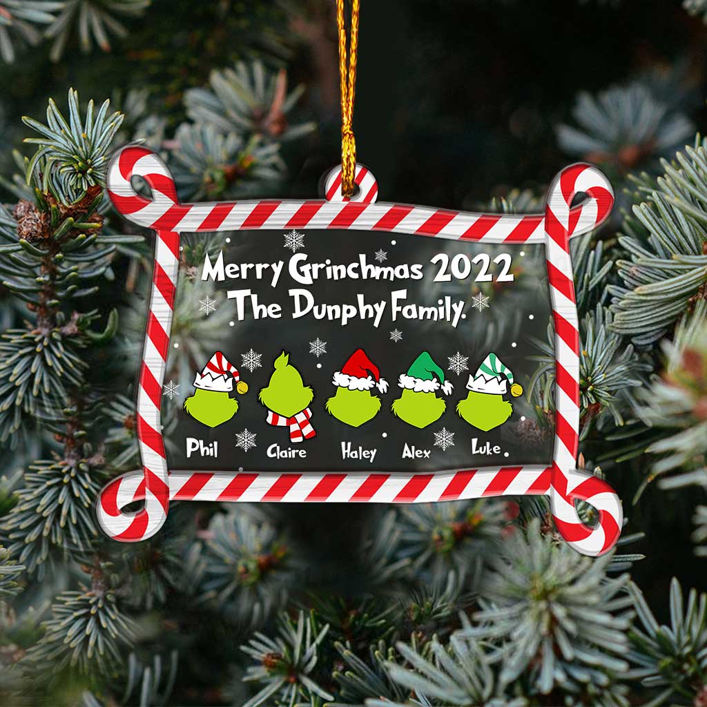 Personalized Merry Grinchmas Ornament Family Gift 2022 Layers Mix Ornament GradoCreations
