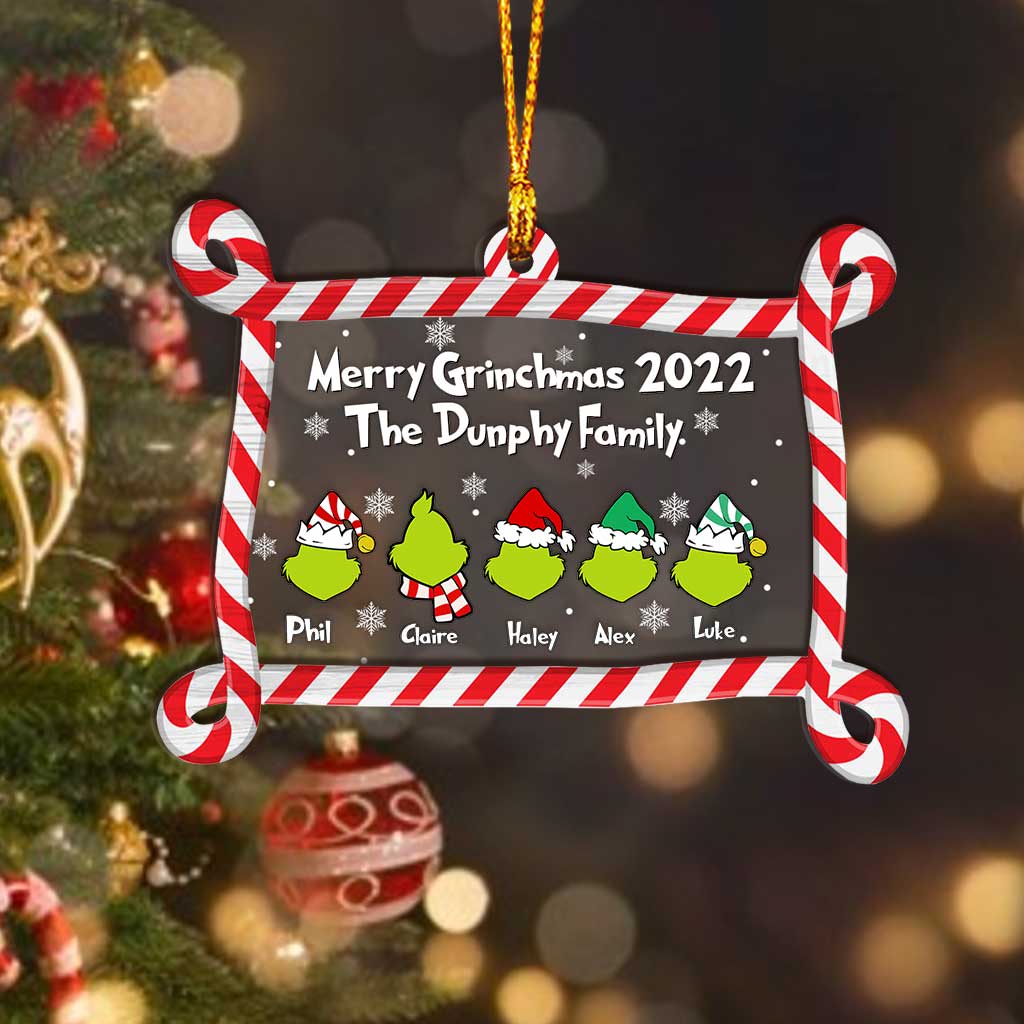 Personalized Merry Grinchmas Ornament Family Gift 2022 Layers Mix Ornament GradoCreations
