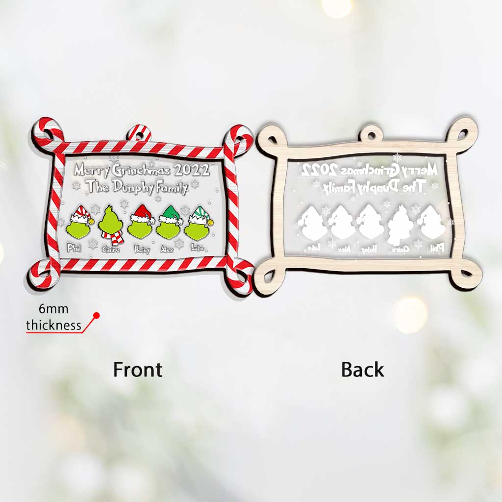 Personalized Merry Grinchmas Ornament Family Gift 2022 Layers Mix Ornament GradoCreations