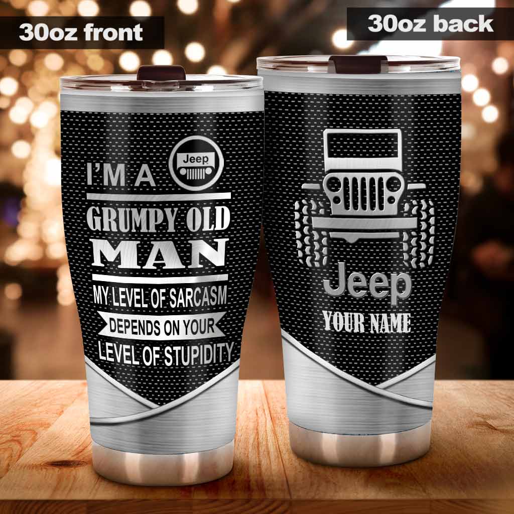 Personalized Grumpy Old Man Car Tumbler Custom Name Gift Tumbler GradoCreations