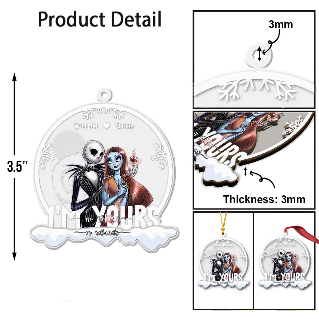 Personalized Transparent Christmas Ornament Custom Couple Gift One-sided Ornament GradoCreations