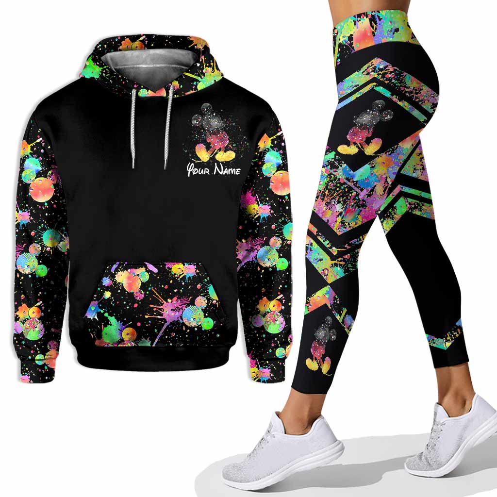 Personalized Colorful Splatter Hoodie & Leggings Set for Anniversary Gift Hoodie & Leggings GradoCreations