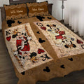 Personalized Couple Mouse Quilt Set with Leather Print for Anniversary or Valentine's Day Quilt Set GradoCreations