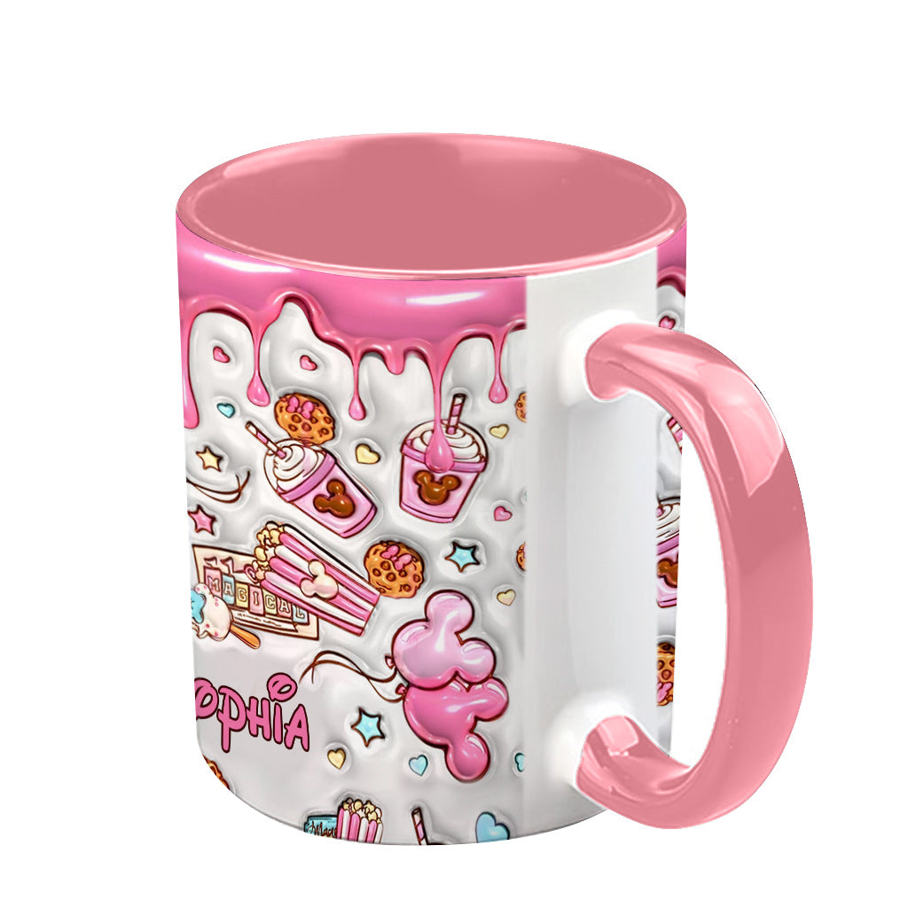 Personalized Pink Mouse Ears Accent Mug Custom Name Gift for Birthday Accent Mug GradoCreations
