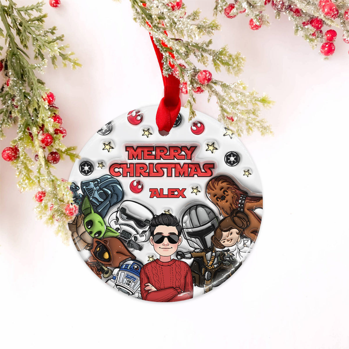 Personalized Ceramic Circle Ornament Merry Sithmas Gift for Kids Ceramic Circle Ornament GradoCreations