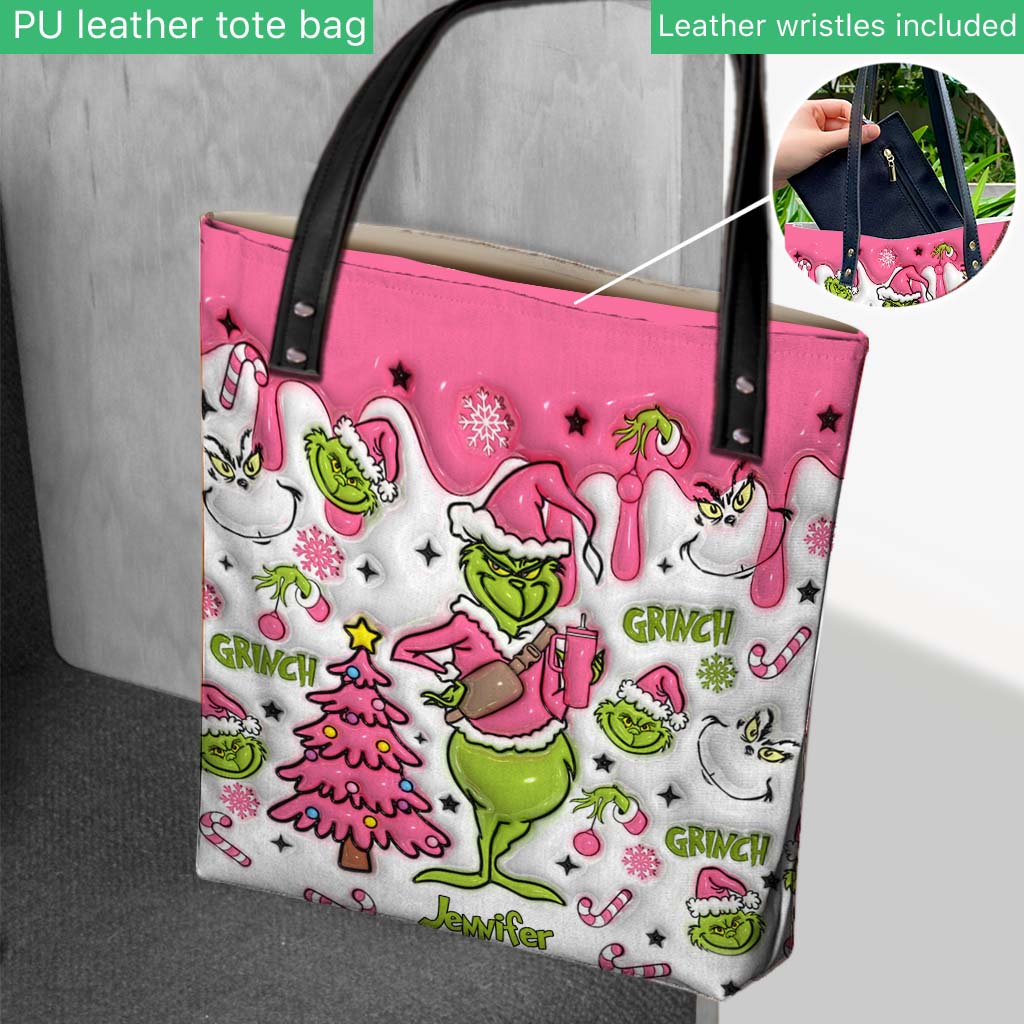 Personalized Grinch Tote Bag Custom Name Christmas Gift Tote Bag GradoCreations