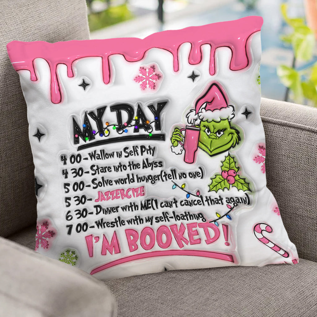Personalized Grinch Christmas Throw Pillow with Custom Name Throw Pillow GradoCreations