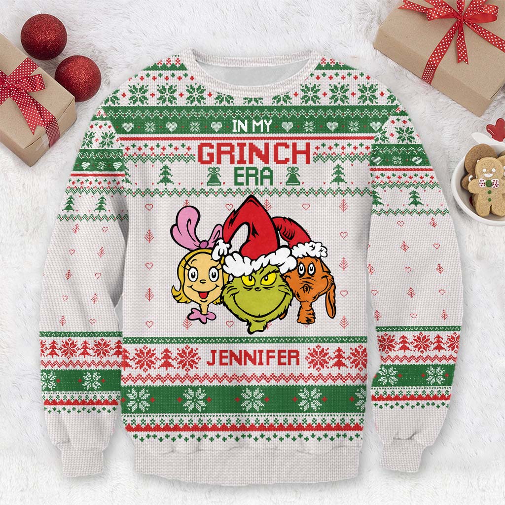 Personalized Grinch Era Ugly Sweater Custom Name Gift for Kids Ugly Sweater GradoCreations