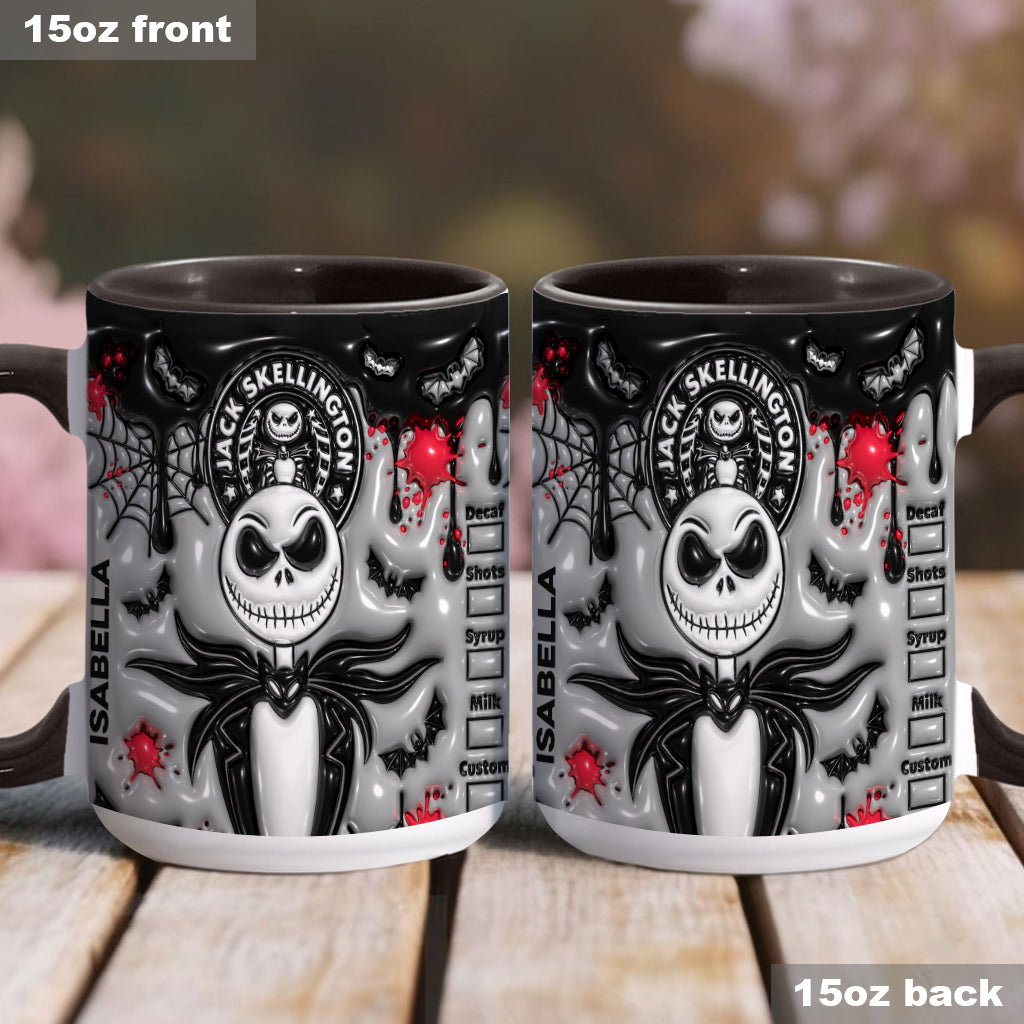 Personalized Nightmare Skeleton Mug Custom Name Gift for Halloween Accent Mug GradoCreations