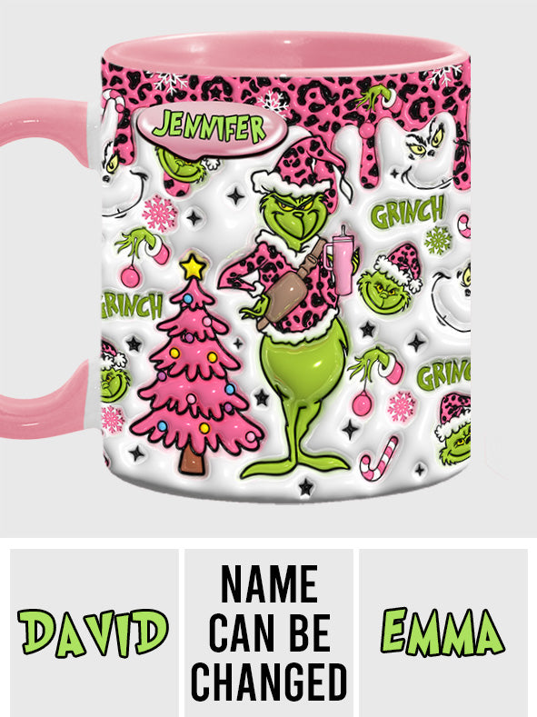Personalized Grinch Accent Mug Custom Name Holiday Gift Accent Mug GradoCreations