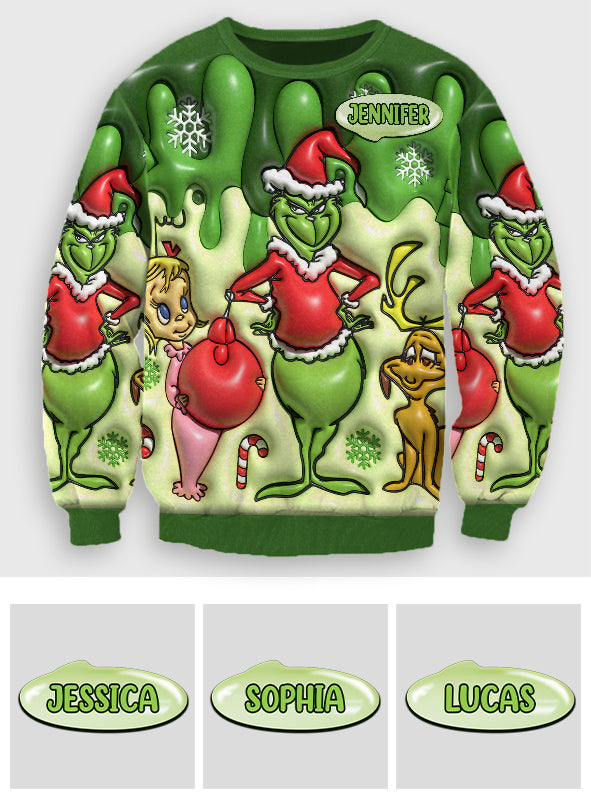 Personalized Grinch Christmas Ugly Sweater Gift for Mom Ugly Sweater GradoCreations