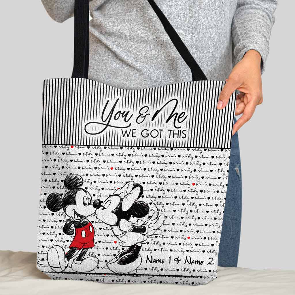 Personalized Cloth Tote Bag You & Me Custom Names Gift Tote Bag GradoCreations