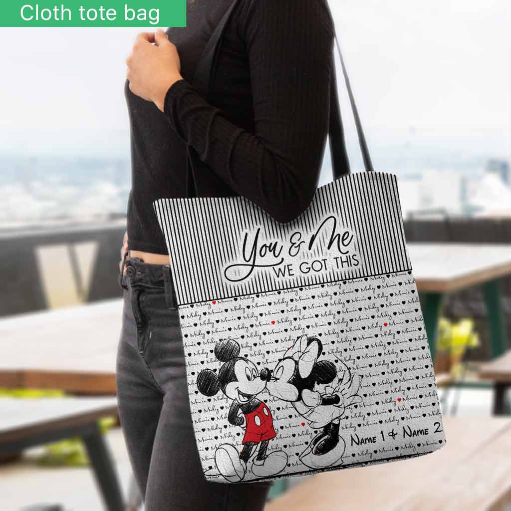 Personalized Cloth Tote Bag You & Me Custom Names Gift Tote Bag GradoCreations