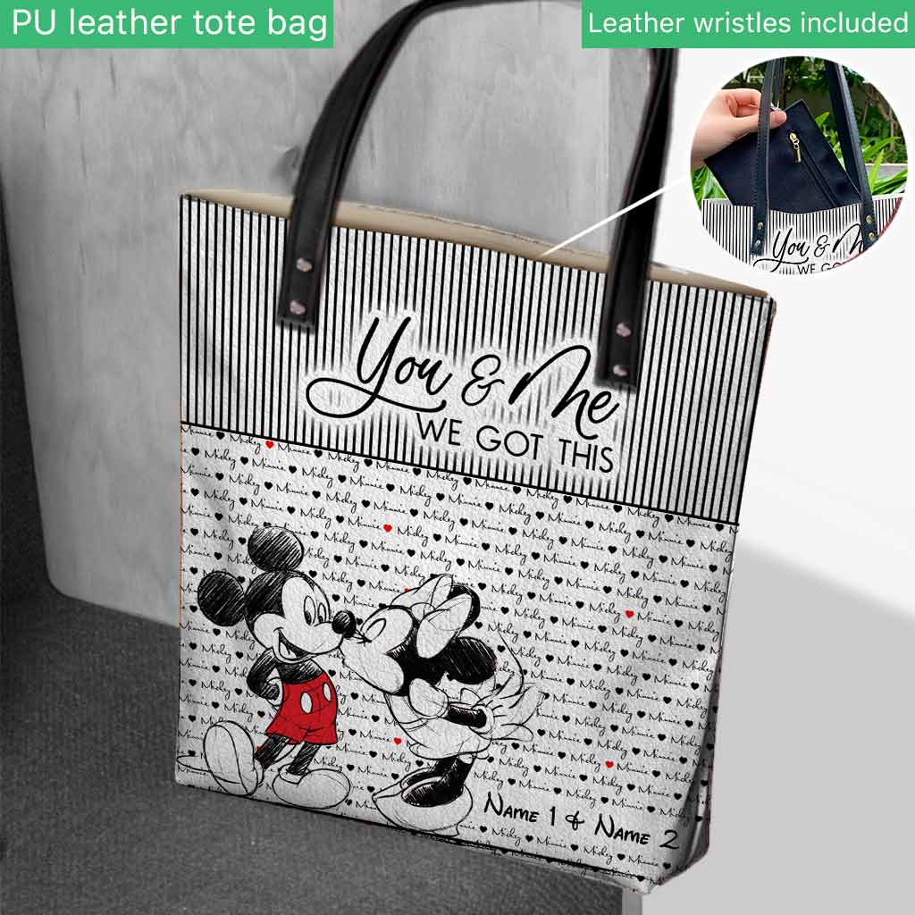 Personalized Cloth Tote Bag You & Me Custom Names Gift Tote Bag GradoCreations