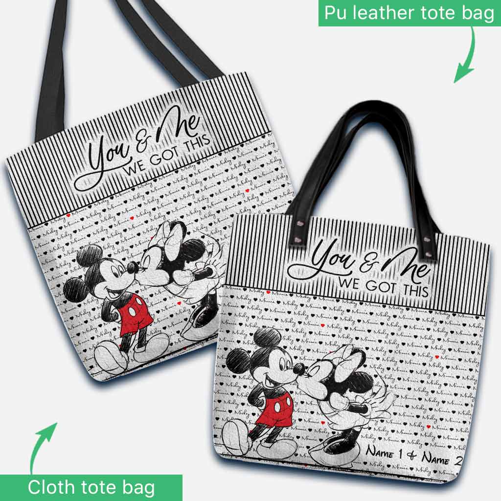 Personalized Cloth Tote Bag You & Me Custom Names Gift Tote Bag GradoCreations