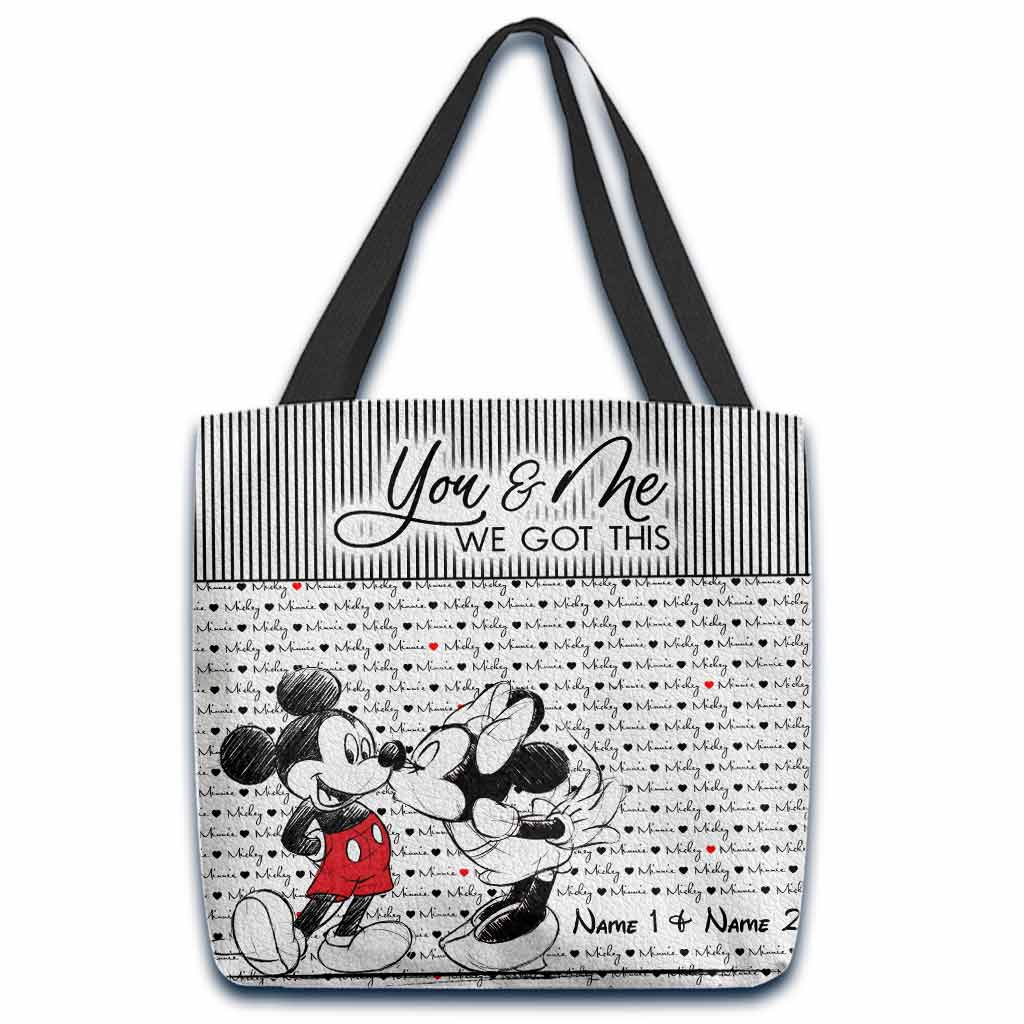 Personalized Cloth Tote Bag You & Me Custom Names Gift Tote Bag GradoCreations