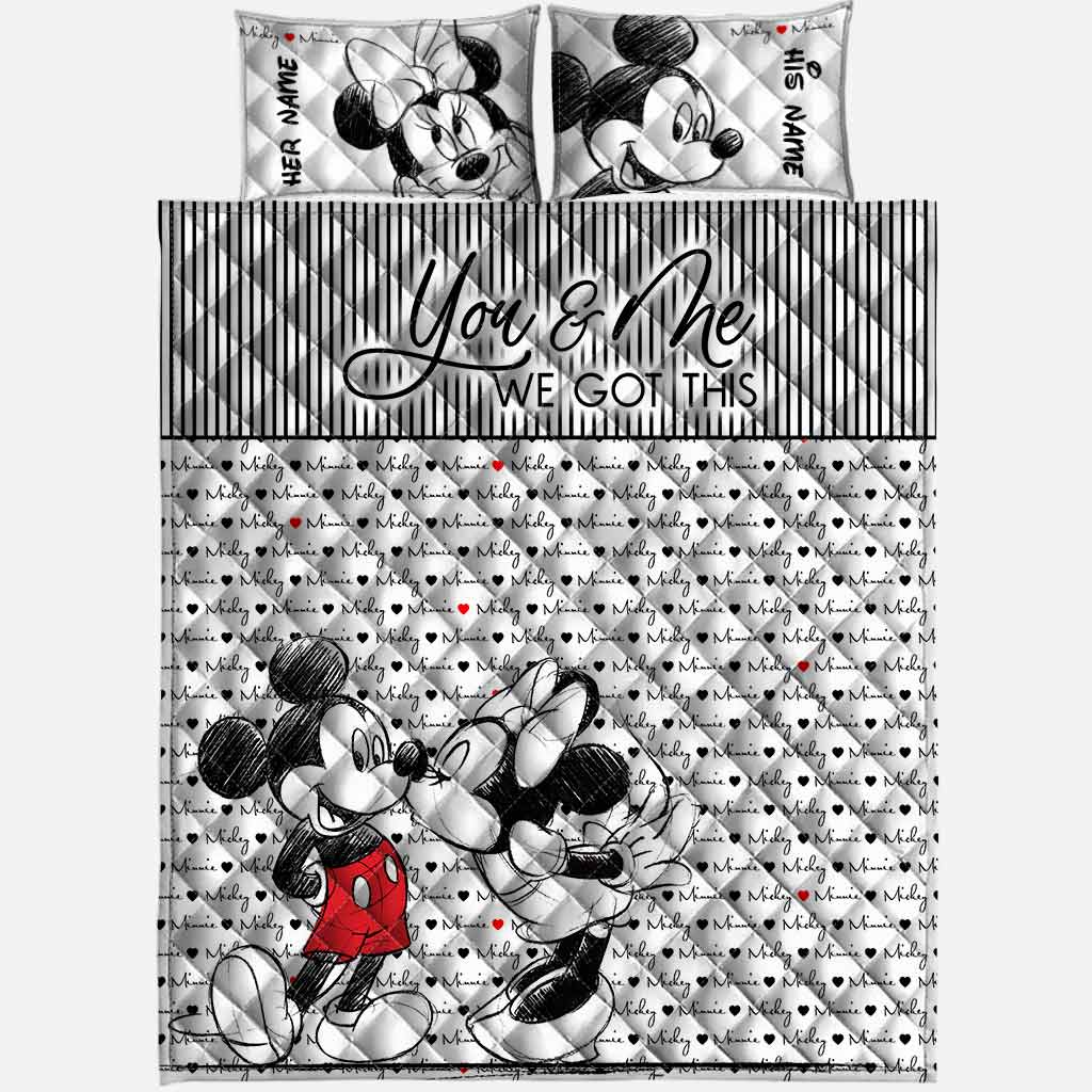 Personalized Mouse Quilt Set for Couples - Wedding Gift Idea Quilt Set GradoCreations