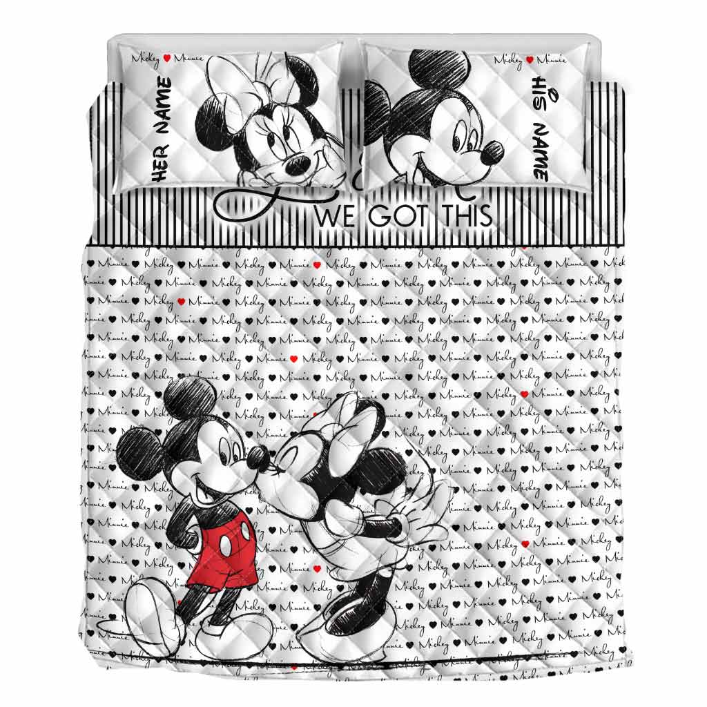 Personalized Mouse Quilt Set for Couples - Wedding Gift Idea Quilt Set GradoCreations