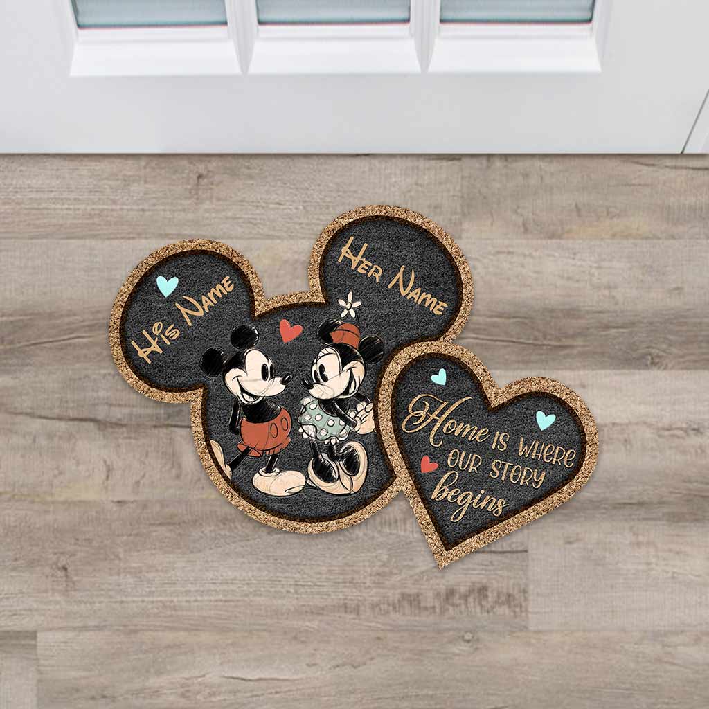 Personalized Mouse Shaped Doormat Custom Names Unique Couple Gift Shaped Doormat GradoCreations