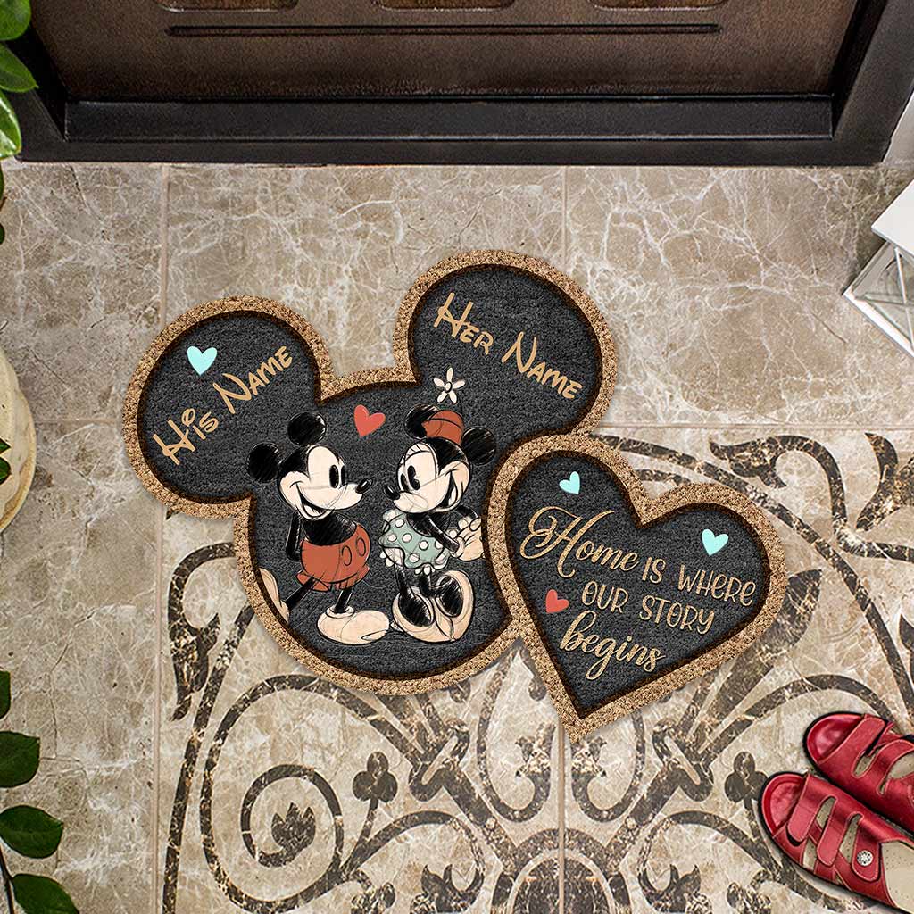 Personalized Mouse Shaped Doormat Custom Names Unique Couple Gift Shaped Doormat GradoCreations