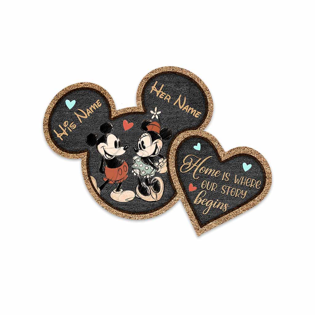 Personalized Mouse Shaped Doormat Custom Names Unique Couple Gift Shaped Doormat GradoCreations