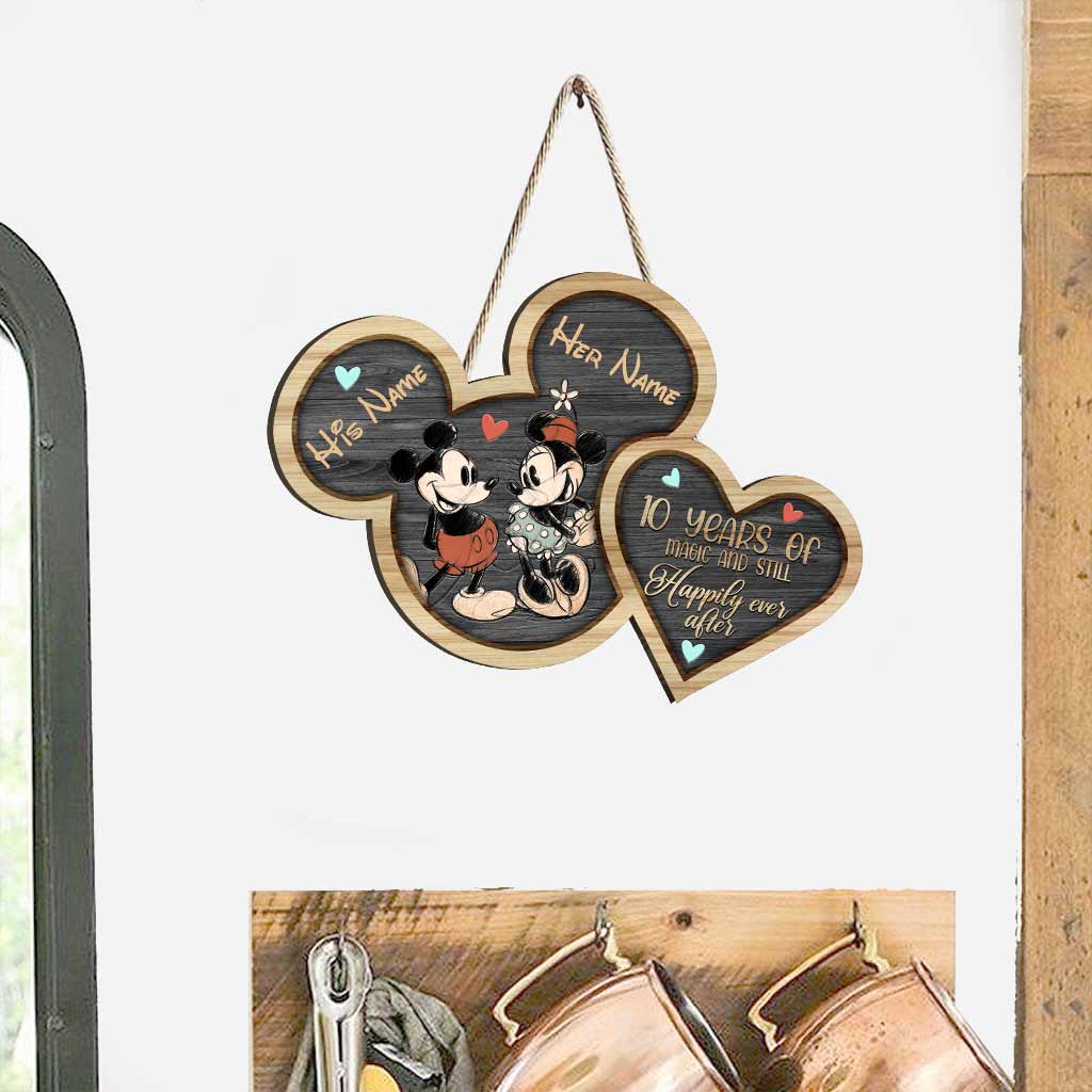 Personalized Mickey Mouse Couple Wood Sign Custom Names Gift for Anniversary Wood Sign GradoCreations
