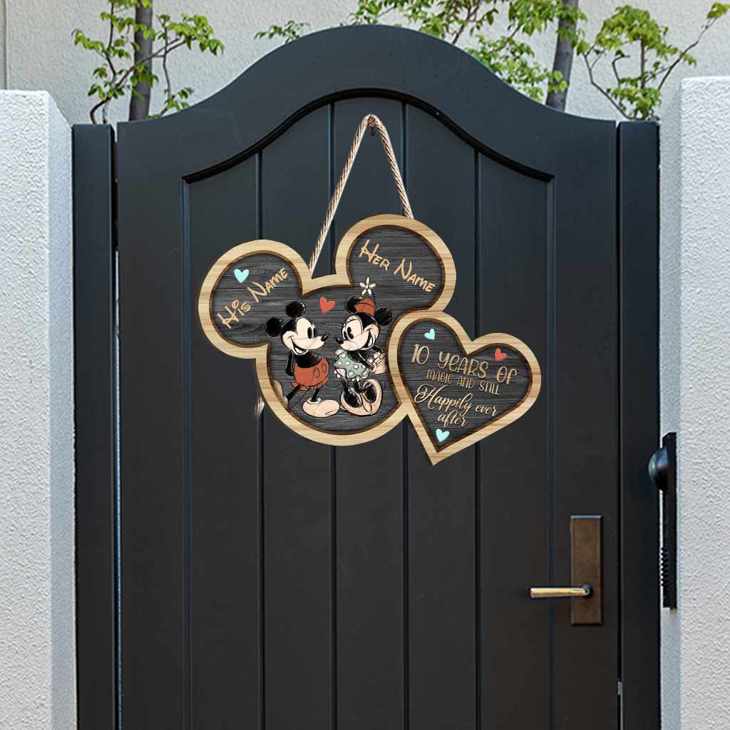 Personalized Mickey Mouse Couple Wood Sign Custom Names Gift for Anniversary Wood Sign GradoCreations