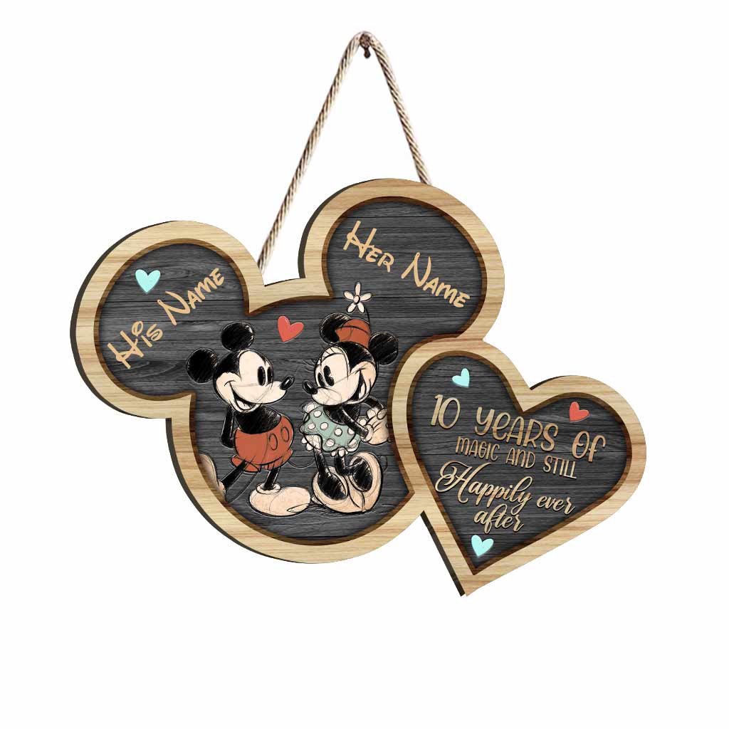 Personalized Mickey Mouse Couple Wood Sign Custom Names Gift for Anniversary Wood Sign GradoCreations