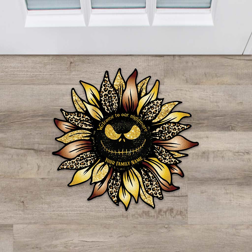 Personalized Welcome to Our Nightmare Shaped Doormat for Family Shaped Doormat GradoCreations