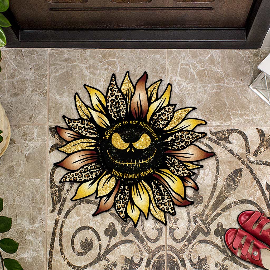 Personalized Welcome to Our Nightmare Shaped Doormat for Family Shaped Doormat GradoCreations
