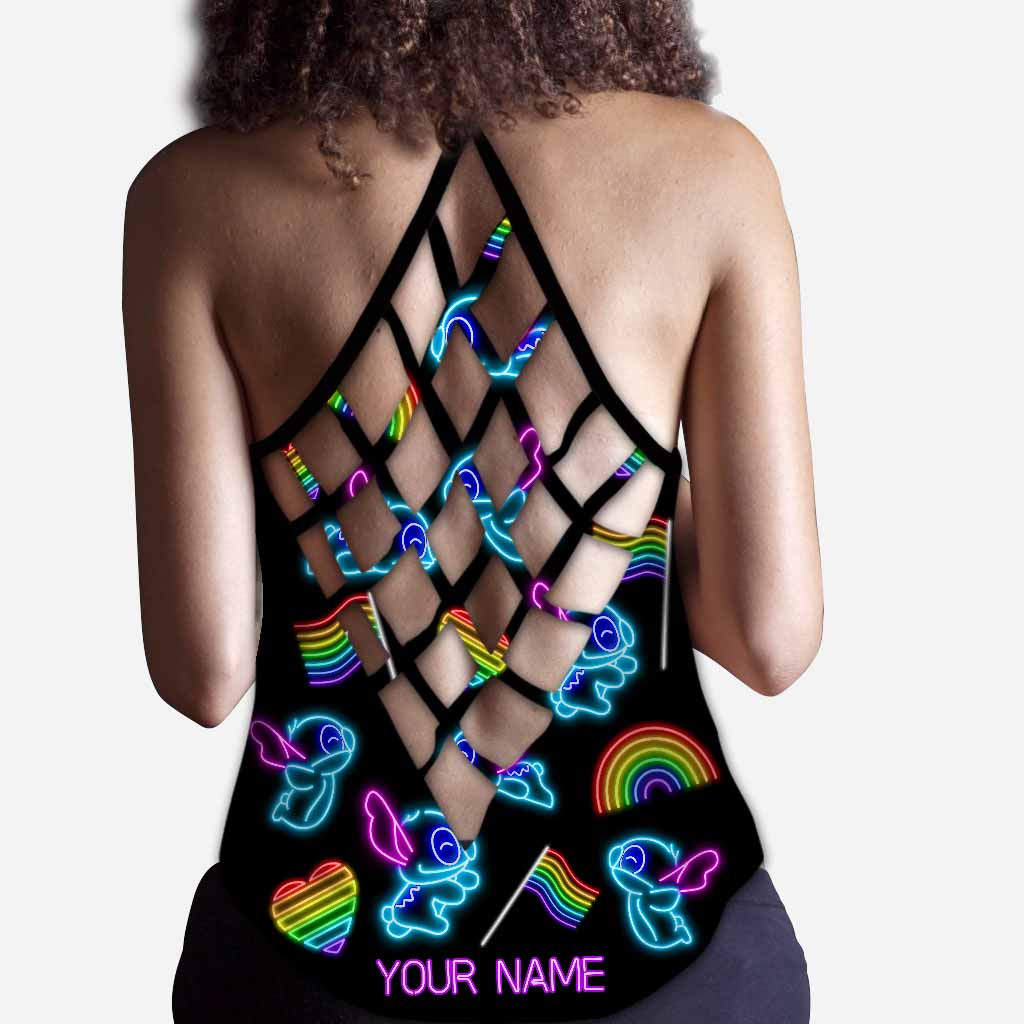 Personalized LGBT Pride Tank Top Custom Name Rainbow Gift Cross Tank Top GradoCreations