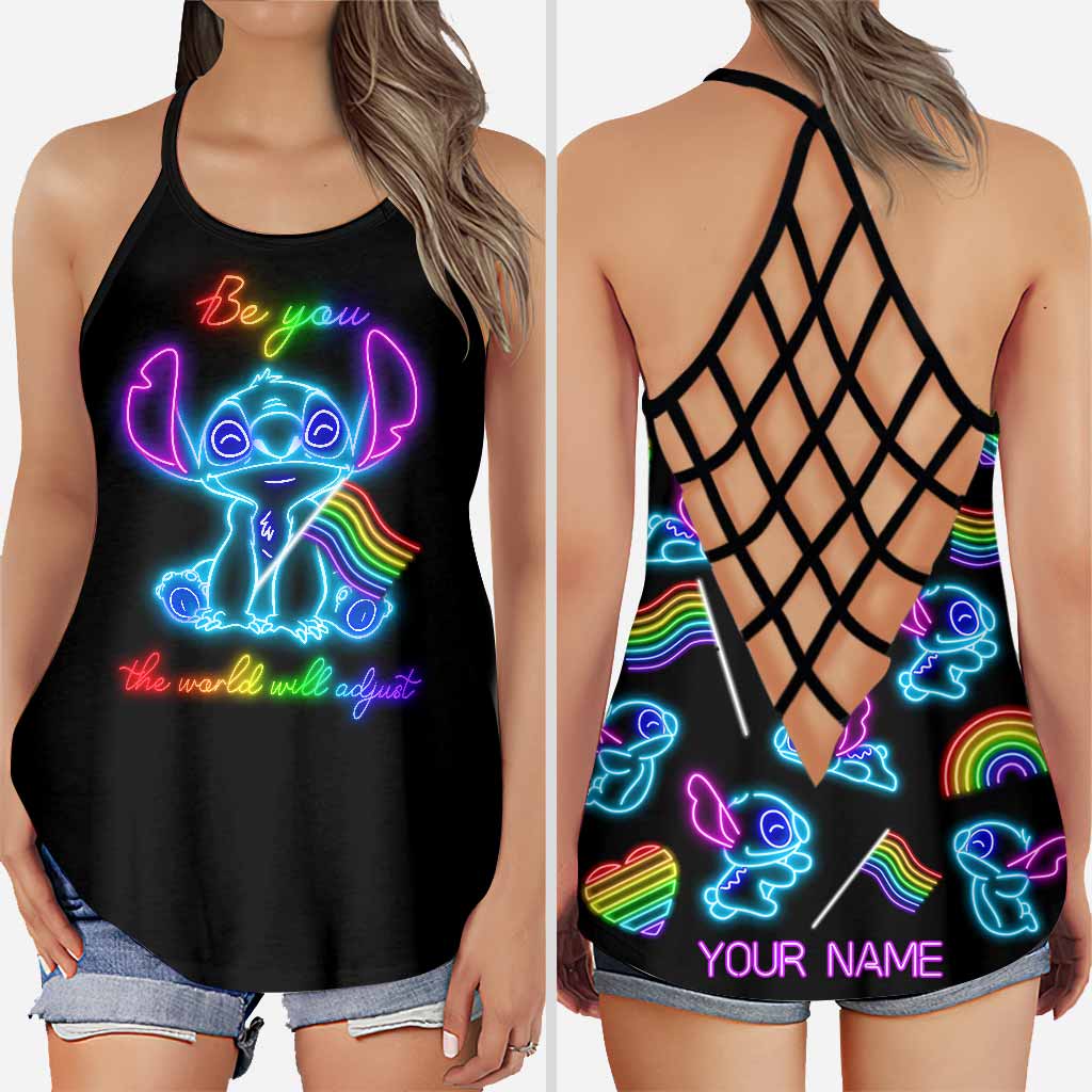 Personalized LGBT Pride Tank Top Custom Name Rainbow Gift Cross Tank Top GradoCreations