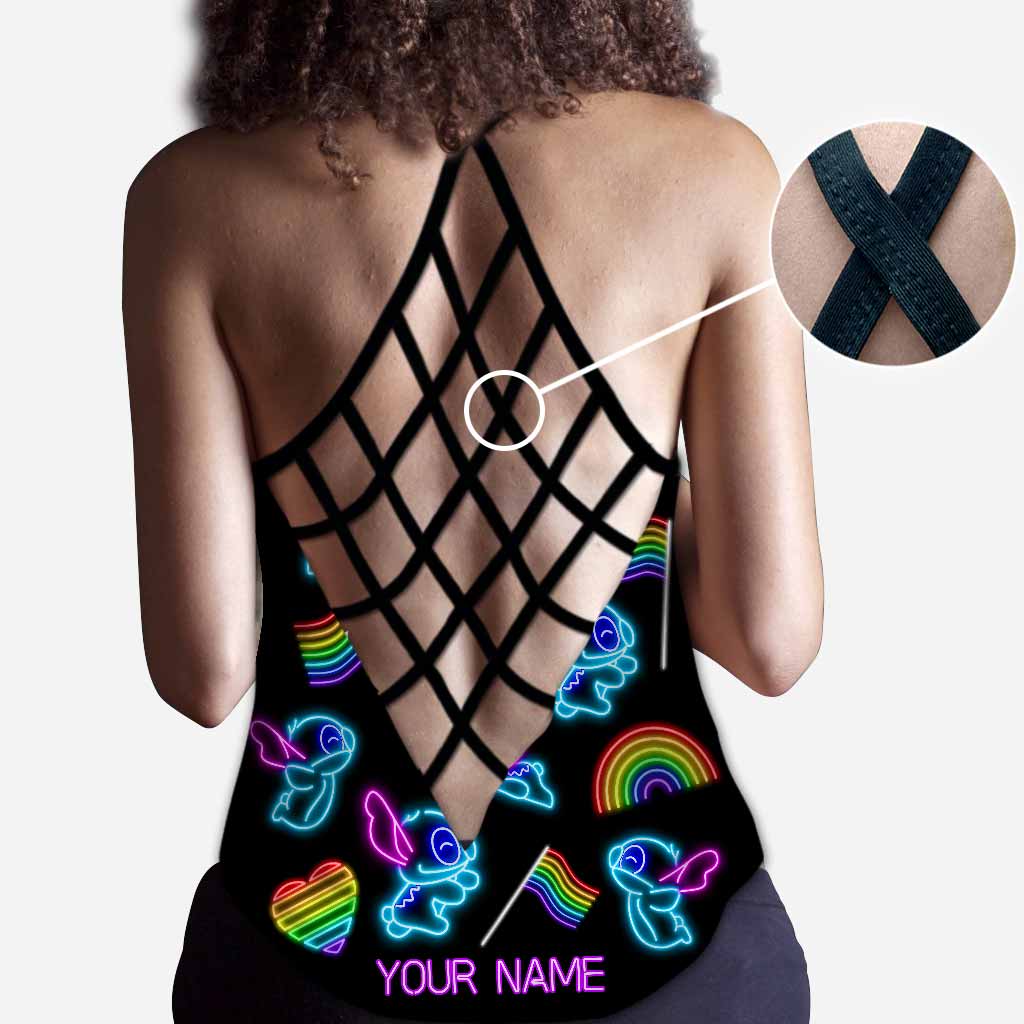 Personalized LGBT Pride Tank Top Custom Name Rainbow Gift Cross Tank Top GradoCreations