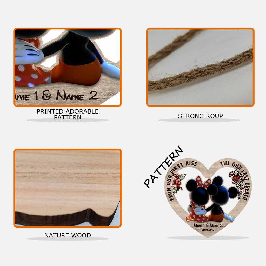 Personalized Wood Sign From Our First Kiss Custom Names Engagement Gift Wood Sign GradoCreations