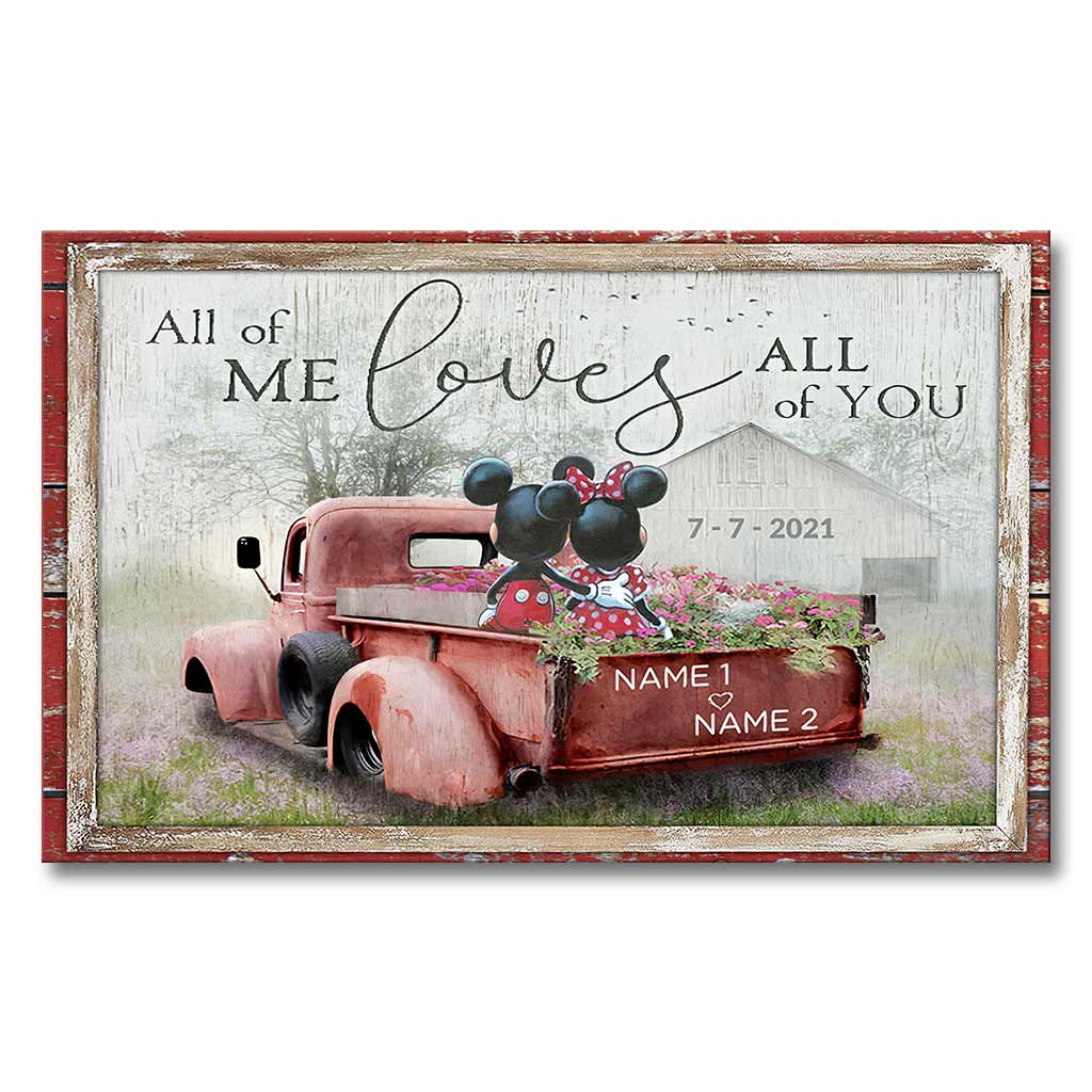 Personalized All of Me Loves All of You Mouse Poster Art Gift for Couple Canvas and Poster GradoCreations