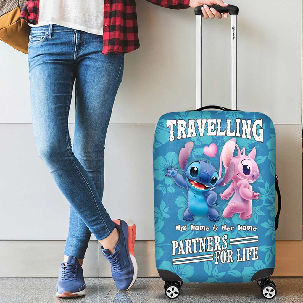 Personalized Ohana Luggage Cover Custom Name Travel Gift for Couples Luggage Cover GradoCreations