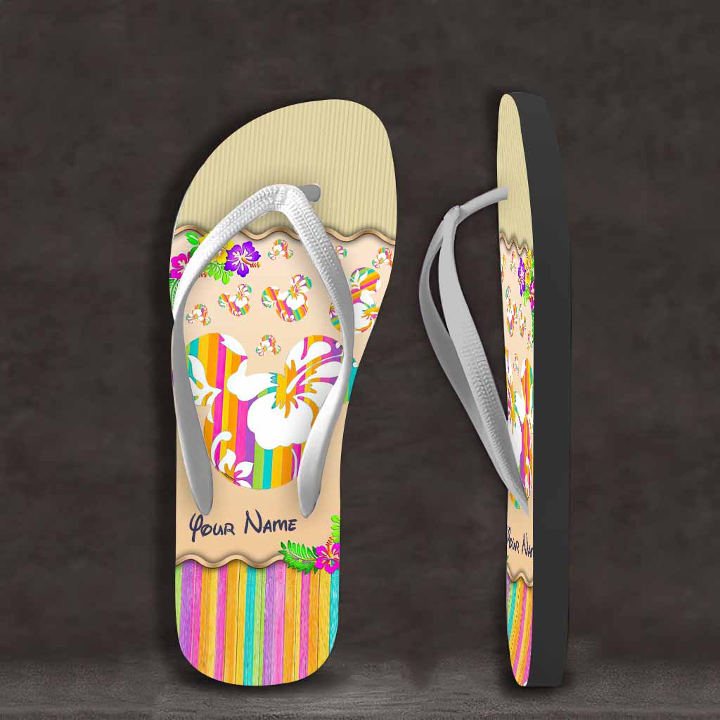 Personalized Summer Flip Flops with Custom Name - Beach Day Gift Flip Flops GradoCreations