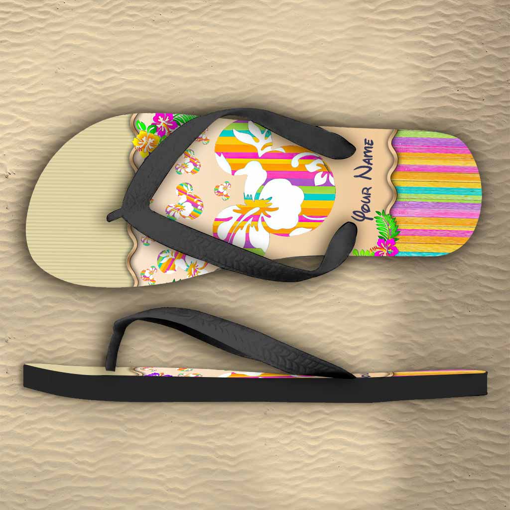 Personalized Summer Flip Flops with Custom Name - Beach Day Gift Flip Flops GradoCreations